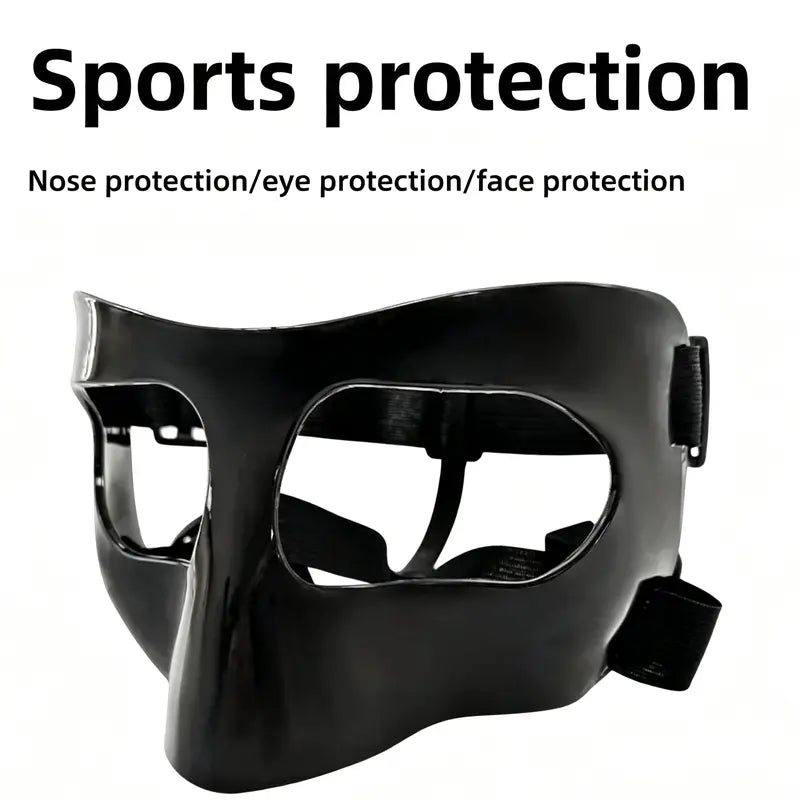 Unisex Adult Protective Face Guard - Adjustable Elastic Strap, Anti-Collision Nose Shield, Pressure-Free Secure Fit, Lightweight, Reduces Impact Forces, Prevents Secondary Injuries, Avoids Skin Abrasions, One Size Fits Most Sports Mask for Basketball