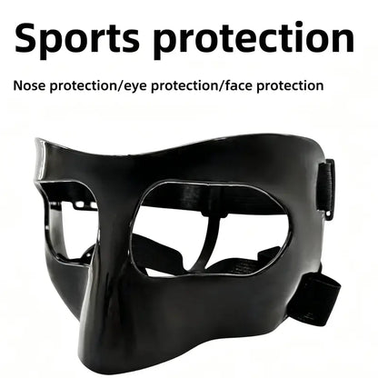 Unisex Adult Protective Face Guard - Adjustable Elastic Strap, Anti-Collision Nose Shield, Pressure-Free Secure Fit, Lightweight, Reduces Impact Forces, Prevents Secondary Injuries, Avoids Skin Abrasions, One Size Fits Most Sports Mask for Basketball