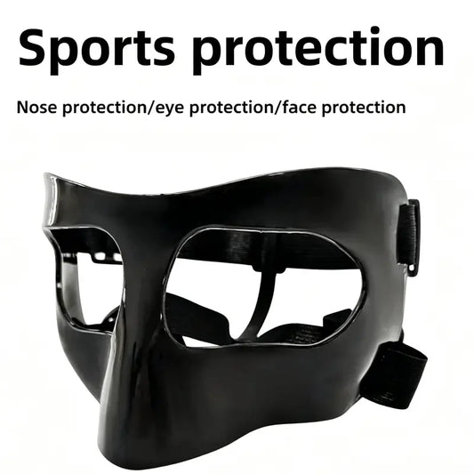 Unisex Adult Protective Face Guard - Adjustable Elastic Strap, Anti-Collision Nose Shield, Pressure-Free Secure Fit, Lightweight, Reduces Impact Forces, Prevents Secondary Injuries, Avoids Skin Abrasions, One Size Fits Most Sports Mask for Basketball