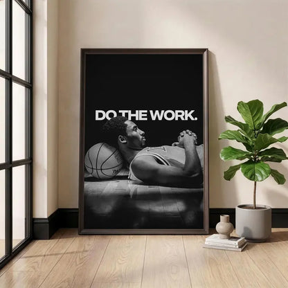 Basketball Icons Motivational Wall Art - Mamba Mentality Print with Solid Wood Frame and Waterproof Design for Gym Decor