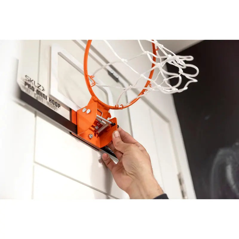 SKLZ Pro Mini Basketball Hoop Set, Indoor Ball Sports Equipment with Padded Door Mounts, Spring-Loaded Flip-Rim, Shatterproof Backboards, 5" Ball & Pump, Mini Hoop