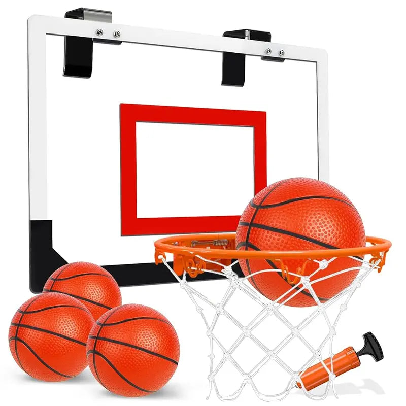 TOYLIFE over the Door Mini Basketball Hoop Indoor for Kids and Adults - Shatterproof Backboard & Breakaway Rim Set with 4 Balls & Pump, Basketball Toys Gifts for Bedroom Office
