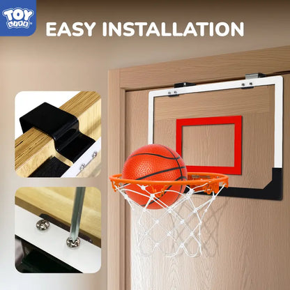 TOYLIFE over the Door Mini Basketball Hoop Indoor for Kids and Adults - Shatterproof Backboard & Breakaway Rim Set with 4 Balls & Pump, Basketball Toys Gifts for Bedroom Office