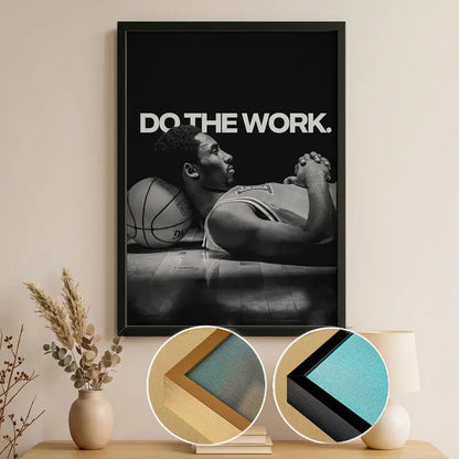 Basketball Icons Motivational Wall Art - Mamba Mentality Print with Solid Wood Frame and Waterproof Design for Gym Decor