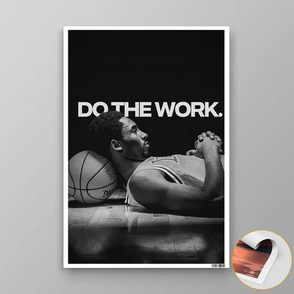 Basketball Icons Motivational Wall Art - Mamba Mentality Print with Solid Wood Frame and Waterproof Design for Gym Decor