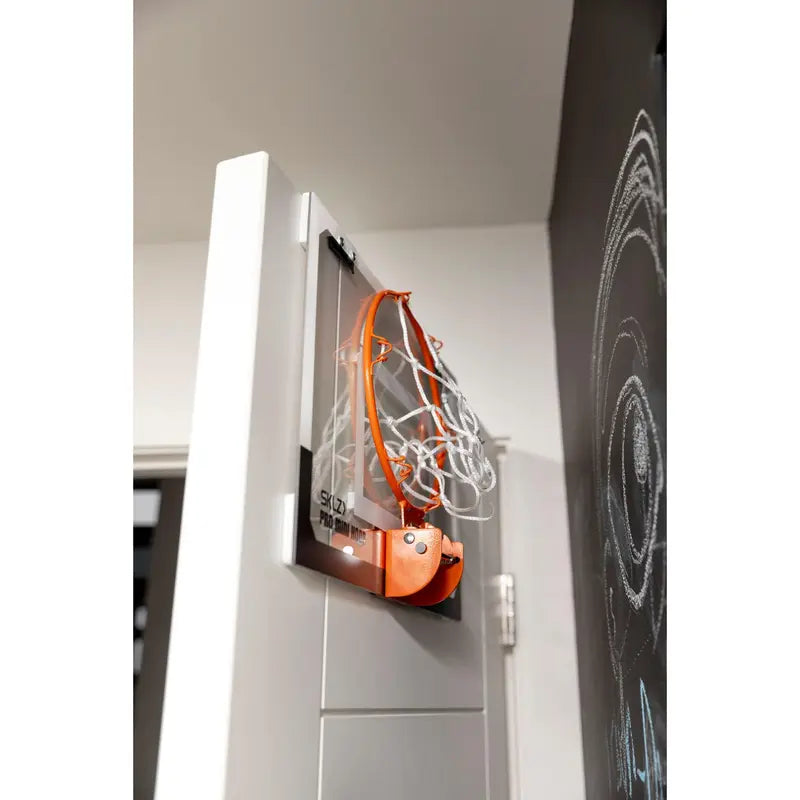 SKLZ Pro Mini Basketball Hoop Set, Indoor Ball Sports Equipment with Padded Door Mounts, Spring-Loaded Flip-Rim, Shatterproof Backboards, 5" Ball & Pump, Mini Hoop