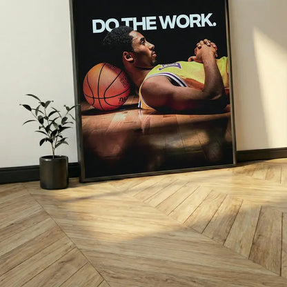 Basketball Icons Motivational Wall Art - Mamba Mentality Print with Solid Wood Frame and Waterproof Design for Gym Decor