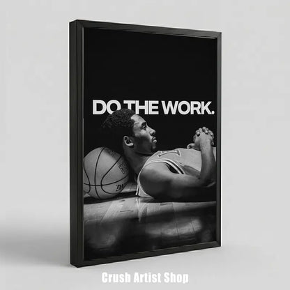 Basketball Icons Motivational Wall Art - Mamba Mentality Print with Solid Wood Frame and Waterproof Design for Gym Decor