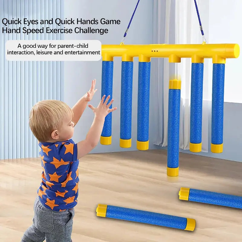 Reflex Reaction Game Toy - High-Quality Compact Durable, Wear-Resistant Drop-Resistant Catching Sticks with 3-Speed Adjustable Hand Speed Tool, 1 Main Pole, 1 Remote Control, Hand-Eye Coordination & Attention Trainer for Ages 6+, Indoor Outdoor Family Fun