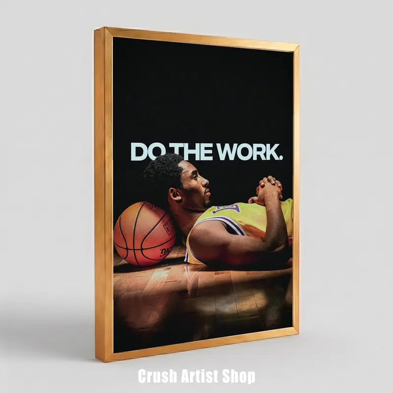 Basketball Icons Motivational Wall Art - Mamba Mentality Print with Solid Wood Frame and Waterproof Design for Gym Decor