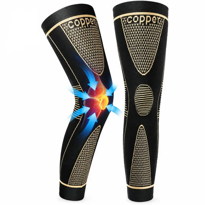 Copper Compression Leg Sleeves for Men & Women, Full Leg Knee Support Sleeves with Non-Slip Design, Sports Compression Gear for Weightlifting, Cycling, Basketball & Fitness