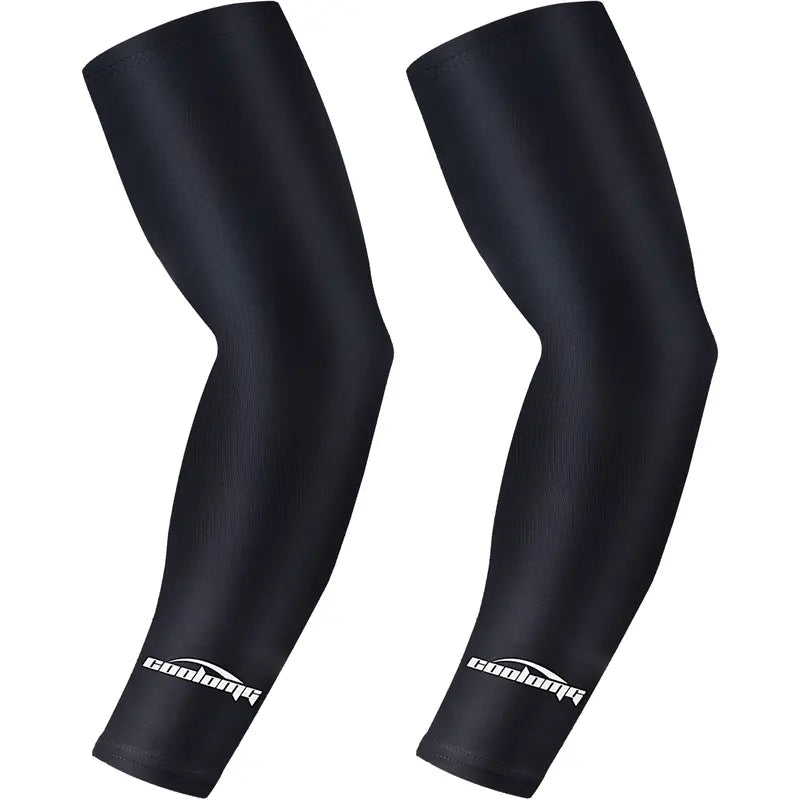 COOLOMG Youth Cooling Compression Arm Sleeves (1 Pair) - UV Sun Protection, Non-Slip Rubber Bicep Band, Breathable Moisture-Wicking 4-Way Stretch Fabric, Muscle Support, Fatigue Reducing for Baseball, Volleyball, Basketball, Reducing Fatigue
