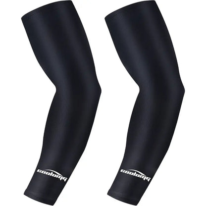COOLOMG Youth Cooling Compression Arm Sleeves (1 Pair) - UV Sun Protection, Non-Slip Rubber Bicep Band, Breathable Moisture-Wicking 4-Way Stretch Fabric, Muscle Support, Fatigue Reducing for Baseball, Volleyball, Basketball, Reducing Fatigue