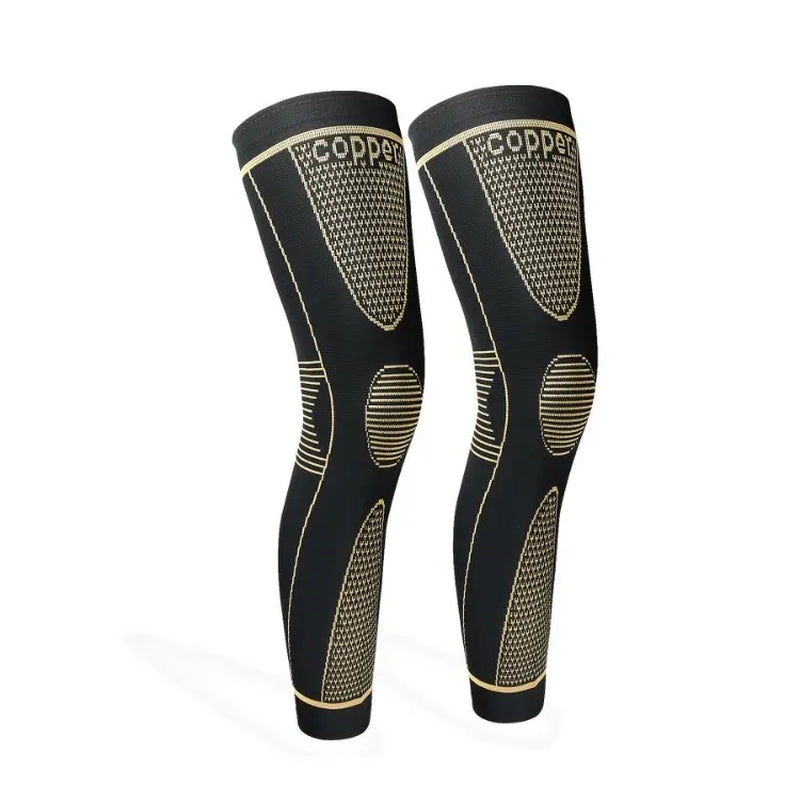 Copper Compression Leg Sleeves for Men & Women, Full Leg Knee Support Sleeves with Non-Slip Design, Sports Compression Gear for Weightlifting, Cycling, Basketball & Fitness