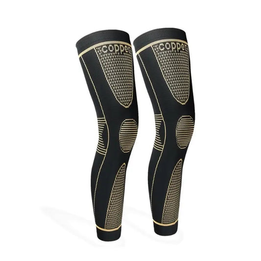 Copper Compression Leg Sleeves for Men & Women, Full Leg Knee Support Sleeves with Non-Slip Design, Sports Compression Gear for Weightlifting, Cycling, Basketball & Fitness