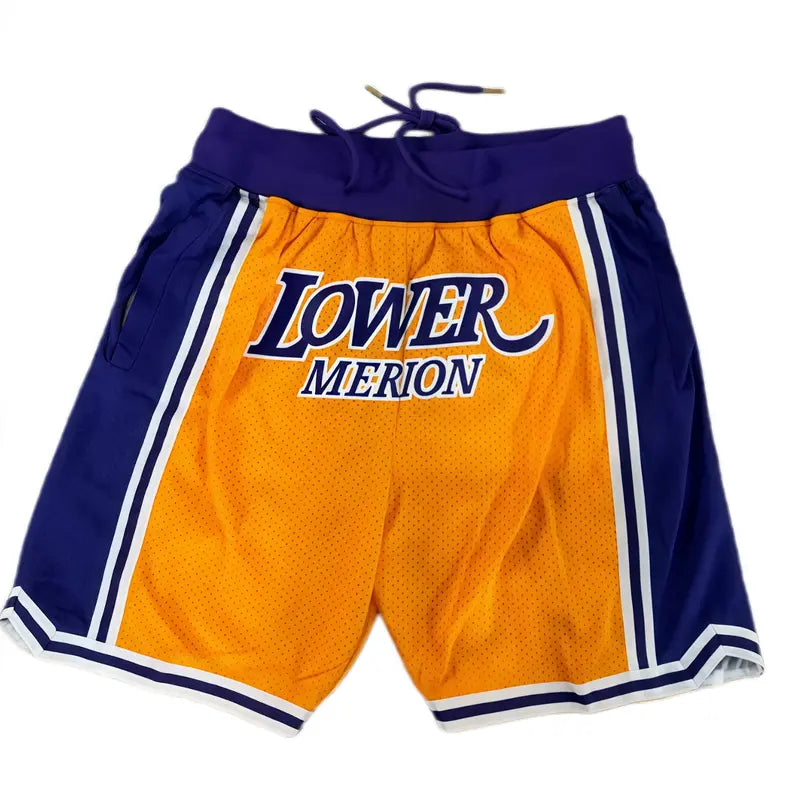 Male 1992 USA Dream Team Sporty Chic Basketball Shorts - Activewear Bottoms, 4 Pockets, Embroidery, Stretchable, Big Size, Blue/White, Sewing Detail, Shorts Cut Keeps Legs Free to Move, Cold Wash, Do Not Dry Clean for Court, Outdoor Sports