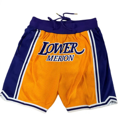 Male 1992 USA Dream Team Sporty Chic Basketball Shorts - Activewear Bottoms, 4 Pockets, Embroidery, Stretchable, Big Size, Blue/White, Sewing Detail, Shorts Cut Keeps Legs Free to Move, Cold Wash, Do Not Dry Clean for Court, Outdoor Sports