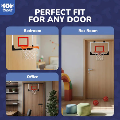 TOYLIFE over the Door Mini Basketball Hoop Indoor for Kids and Adults - Shatterproof Backboard & Breakaway Rim Set with 4 Balls & Pump, Basketball Toys Gifts for Bedroom Office