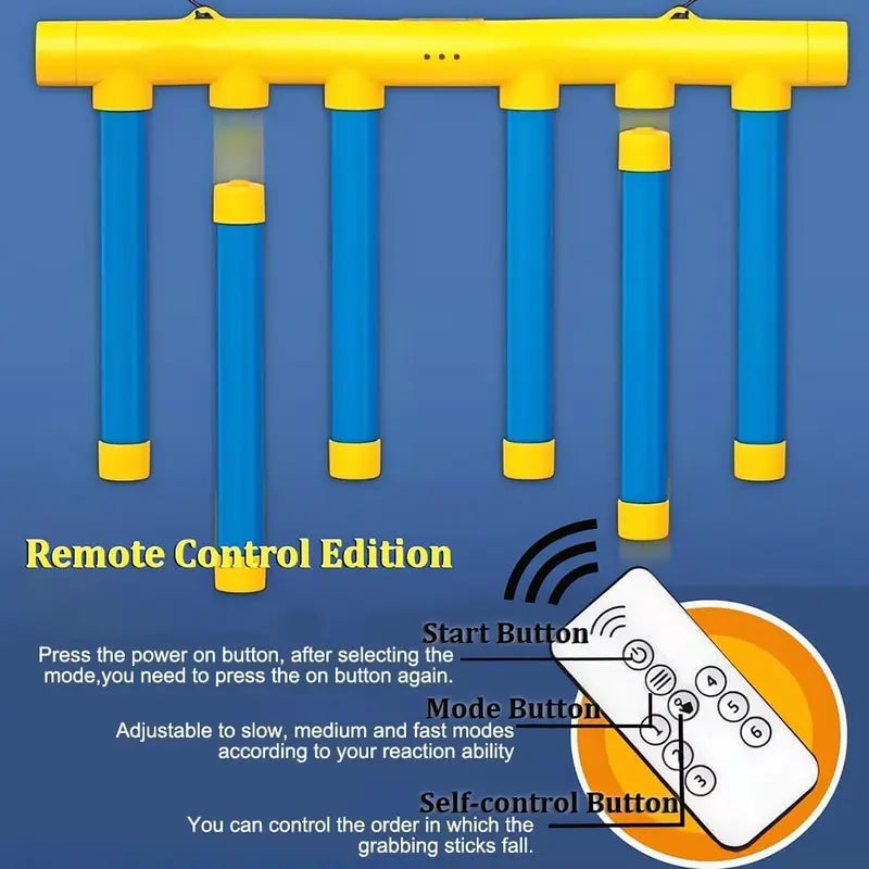 Reflex Reaction Game Toy - High-Quality Compact Durable, Wear-Resistant Drop-Resistant Catching Sticks with 3-Speed Adjustable Hand Speed Tool, 1 Main Pole, 1 Remote Control, Hand-Eye Coordination & Attention Trainer for Ages 6+, Indoor Outdoor Family Fun