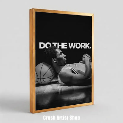 Basketball Icons Motivational Wall Art - Mamba Mentality Print with Solid Wood Frame and Waterproof Design for Gym Decor