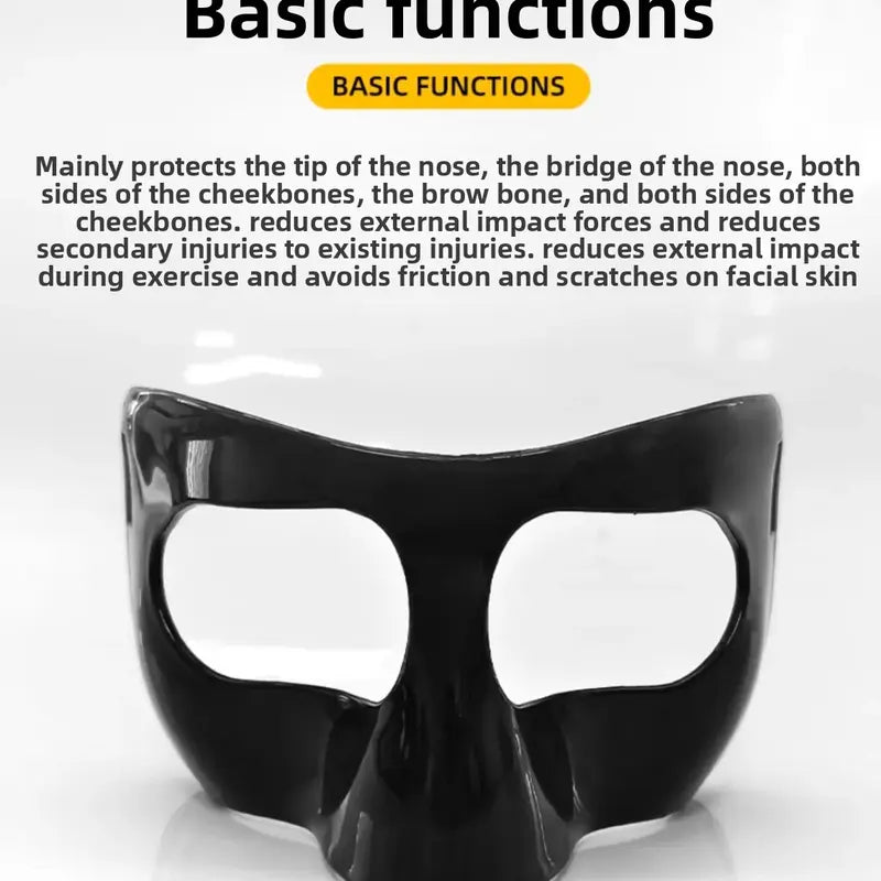 Unisex Adult Protective Face Guard - Adjustable Elastic Strap, Anti-Collision Nose Shield, Pressure-Free Secure Fit, Lightweight, Reduces Impact Forces, Prevents Secondary Injuries, Avoids Skin Abrasions, One Size Fits Most Sports Mask for Basketball