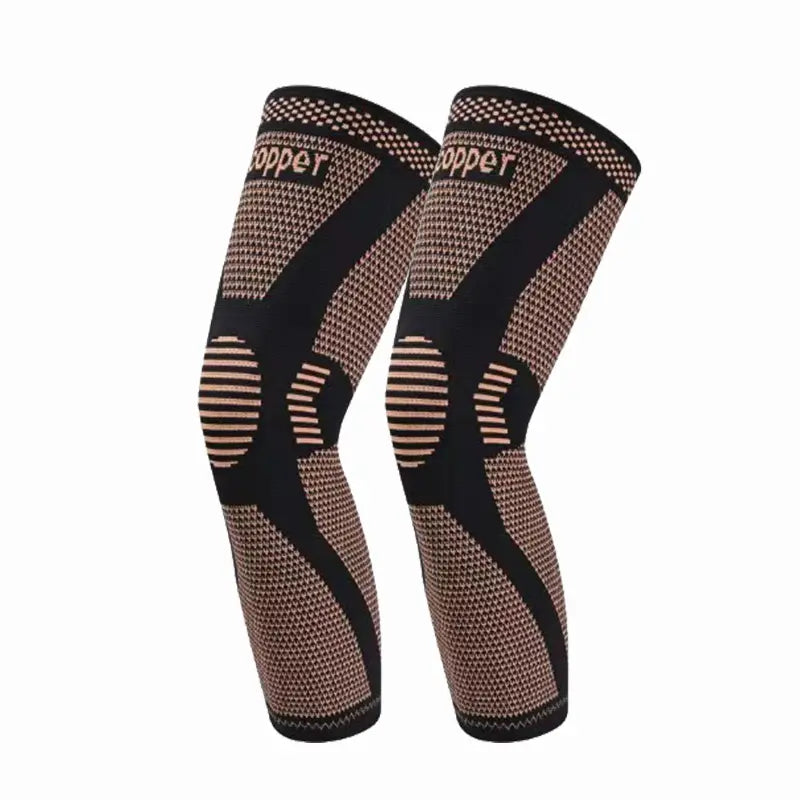 Copper Compression Leg Sleeves for Men & Women, Full Leg Knee Support Sleeves with Non-Slip Design, Sports Compression Gear for Weightlifting, Cycling, Basketball & Fitness