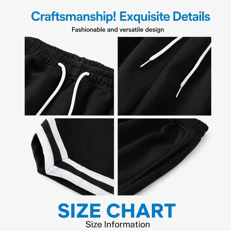 5-Pack Men’S Mesh Basketball Shorts, Drawstring Elastic Waistband, Double-Striped Cuffs, Loose Fit for Fitness and Running, Breathable Streetwear Casual Bottoms