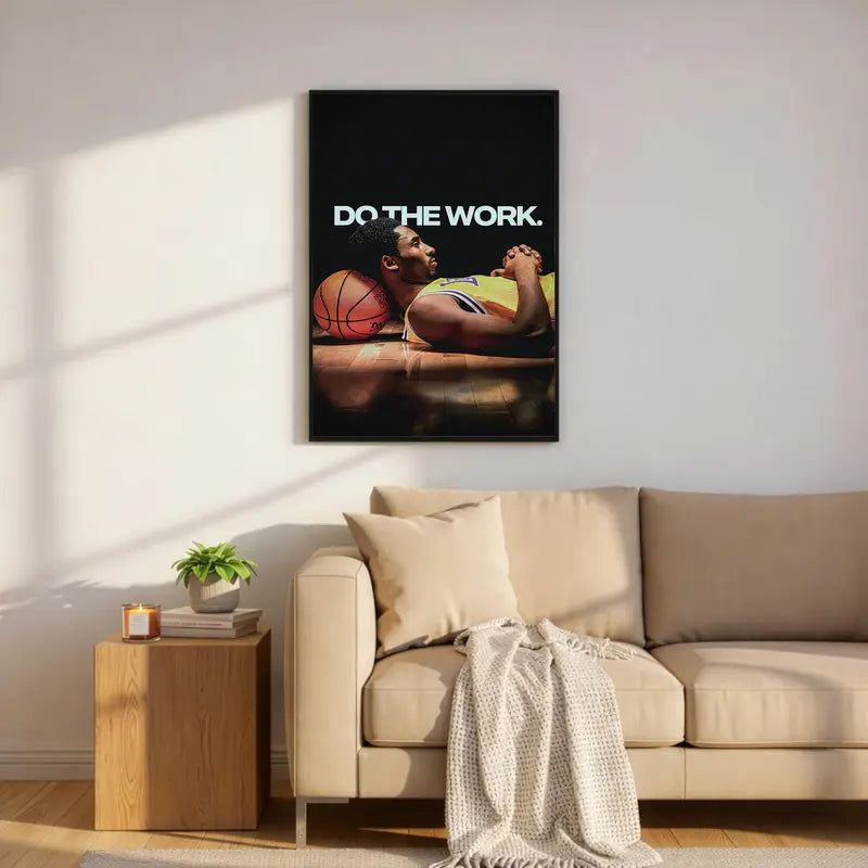 Basketball Icons Motivational Wall Art - Mamba Mentality Print with Solid Wood Frame and Waterproof Design for Gym Decor