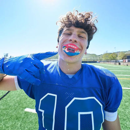 Shock Doctor Bazooka Joe Max Airflow Football Mouthguard - Full Mouth Protection Compatible with Braces, Lip Guard, Instant Fit Mouthguard for Football - Bubble Gum Flavor