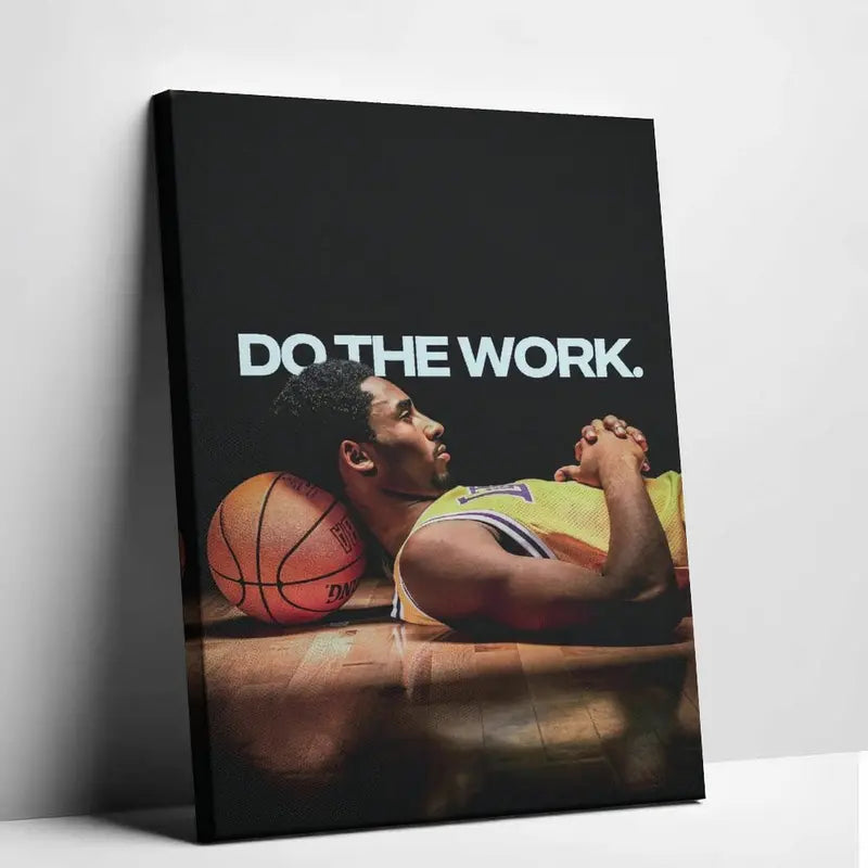 Basketball Icons Motivational Wall Art - Mamba Mentality Print with Solid Wood Frame and Waterproof Design for Gym Decor