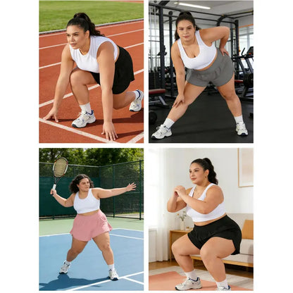 3 Pack Women’S Active Skorts, High Waist Athletic Skirts with Built-In Shorts for Tennis Golf Workout, Womens Running Shorts with Liner Womens 2 in 1 Athletic Shorts Quick Dry Shorts for Walking Gym Hiking
