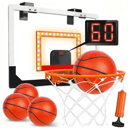 TOYLIFE over the Door Mini Basketball Hoop Indoor for Kids and Adults - Shatterproof Backboard & Breakaway Rim Set with 4 Balls & Pump, Basketball Toys Gifts for Bedroom Office