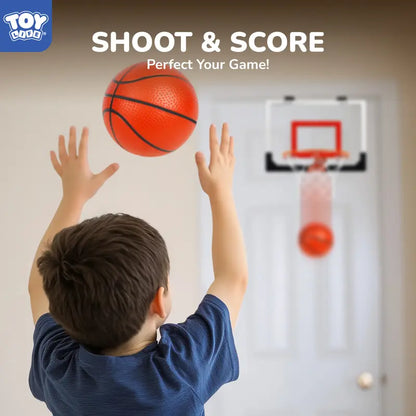 TOYLIFE over the Door Mini Basketball Hoop Indoor for Kids and Adults - Shatterproof Backboard & Breakaway Rim Set with 4 Balls & Pump, Basketball Toys Gifts for Bedroom Office