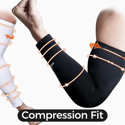 COOLOMG Youth Cooling Compression Arm Sleeves (1 Pair) - UV Sun Protection, Non-Slip Rubber Bicep Band, Breathable Moisture-Wicking 4-Way Stretch Fabric, Muscle Support, Fatigue Reducing for Baseball, Volleyball, Basketball, Reducing Fatigue
