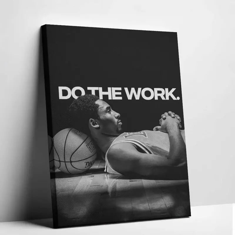 Basketball Icons Motivational Wall Art - Mamba Mentality Print with Solid Wood Frame and Waterproof Design for Gym Decor