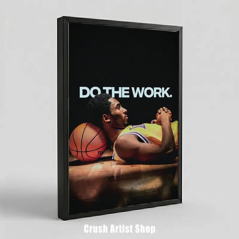 Basketball Icons Motivational Wall Art - Mamba Mentality Print with Solid Wood Frame and Waterproof Design for Gym Decor