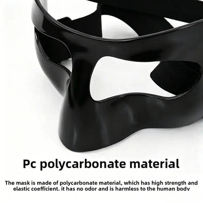 Unisex Adult Protective Face Guard - Adjustable Elastic Strap, Anti-Collision Nose Shield, Pressure-Free Secure Fit, Lightweight, Reduces Impact Forces, Prevents Secondary Injuries, Avoids Skin Abrasions, One Size Fits Most Sports Mask for Basketball