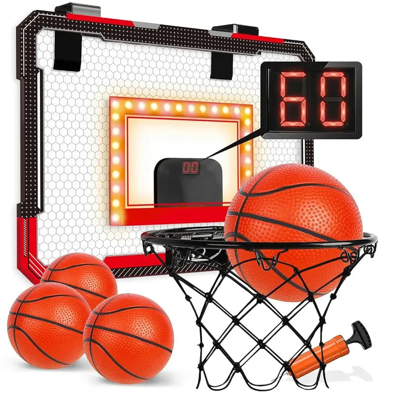 TOYLIFE over the Door Mini Basketball Hoop Indoor for Kids and Adults - Shatterproof Backboard & Breakaway Rim Set with 4 Balls & Pump, Basketball Toys Gifts for Bedroom Office