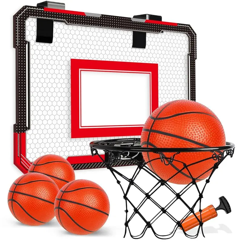 TOYLIFE over the Door Mini Basketball Hoop Indoor for Kids and Adults - Shatterproof Backboard & Breakaway Rim Set with 4 Balls & Pump, Basketball Toys Gifts for Bedroom Office