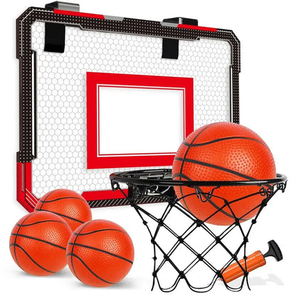 TOYLIFE over the Door Mini Basketball Hoop Indoor for Kids and Adults - Shatterproof Backboard & Breakaway Rim Set with 4 Balls & Pump, Basketball Toys Gifts for Bedroom Office