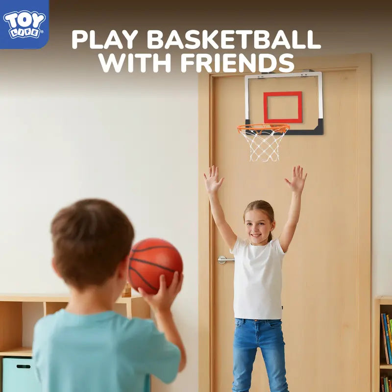 TOYLIFE over the Door Mini Basketball Hoop Indoor for Kids and Adults - Shatterproof Backboard & Breakaway Rim Set with 4 Balls & Pump, Basketball Toys Gifts for Bedroom Office