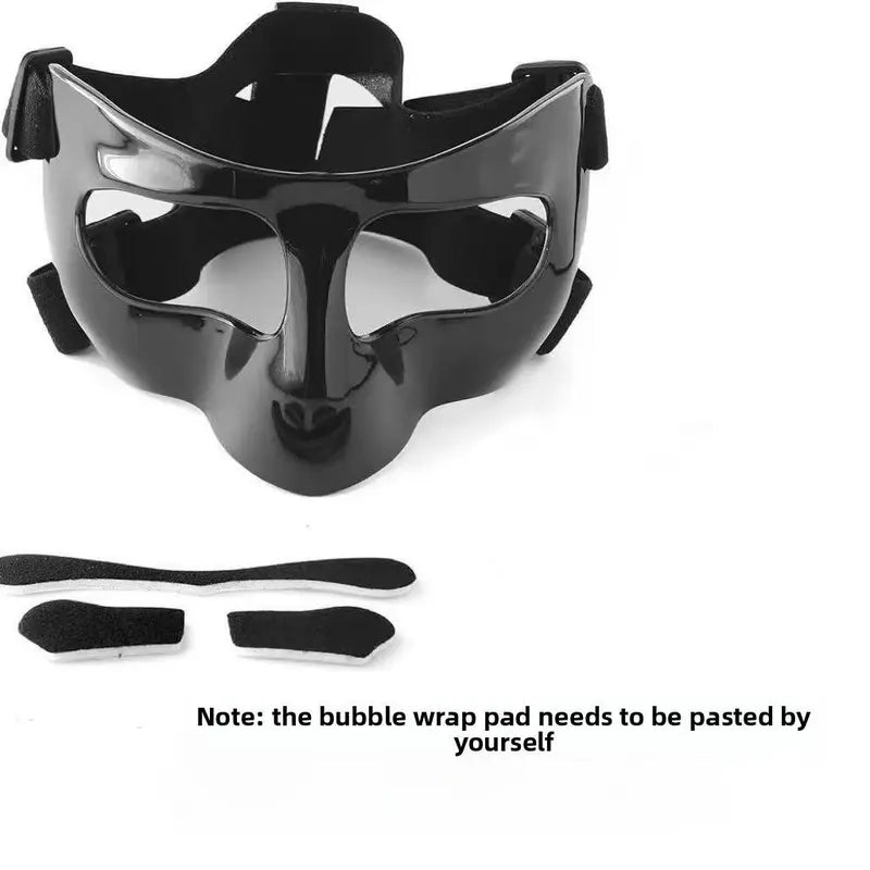 Unisex Adult Protective Face Guard - Adjustable Elastic Strap, Anti-Collision Nose Shield, Pressure-Free Secure Fit, Lightweight, Reduces Impact Forces, Prevents Secondary Injuries, Avoids Skin Abrasions, One Size Fits Most Sports Mask for Basketball